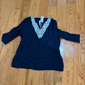 Context Black Top with White Lace Detail